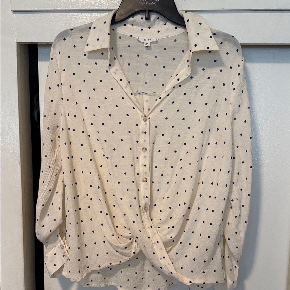 Mine Cream and Black Polka Dot Shirt